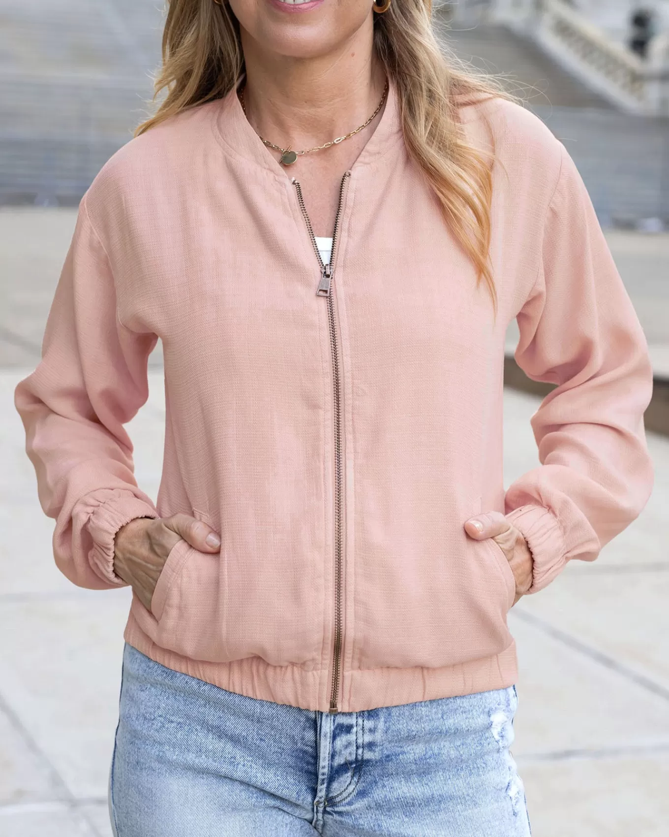 Store Tencel™ Lyocell Baseball Jacket Jackets + Vests