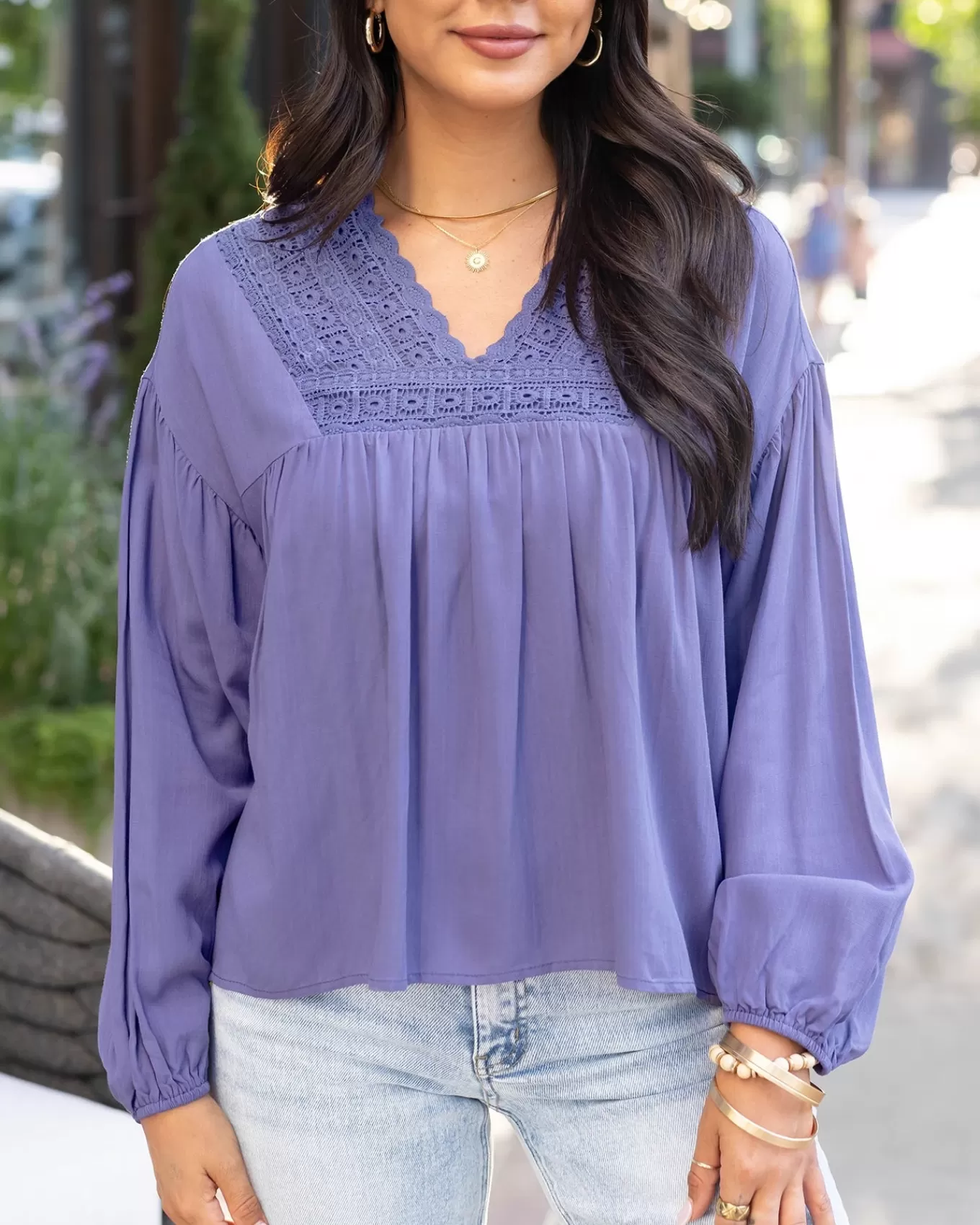 Cheap Boho Lace Trim Top Fashion Tops