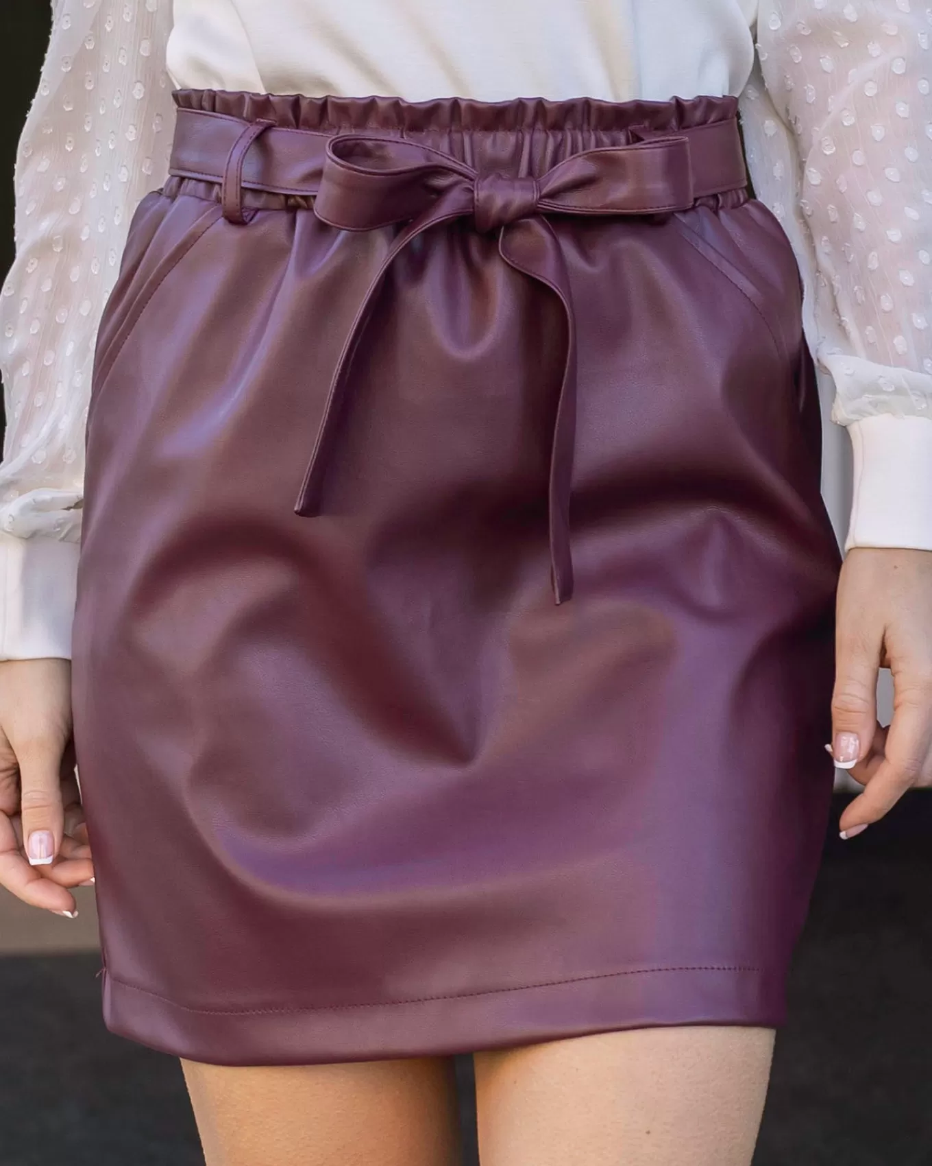 Discount Butter Faux Leather Skirt Dresses + Skirts