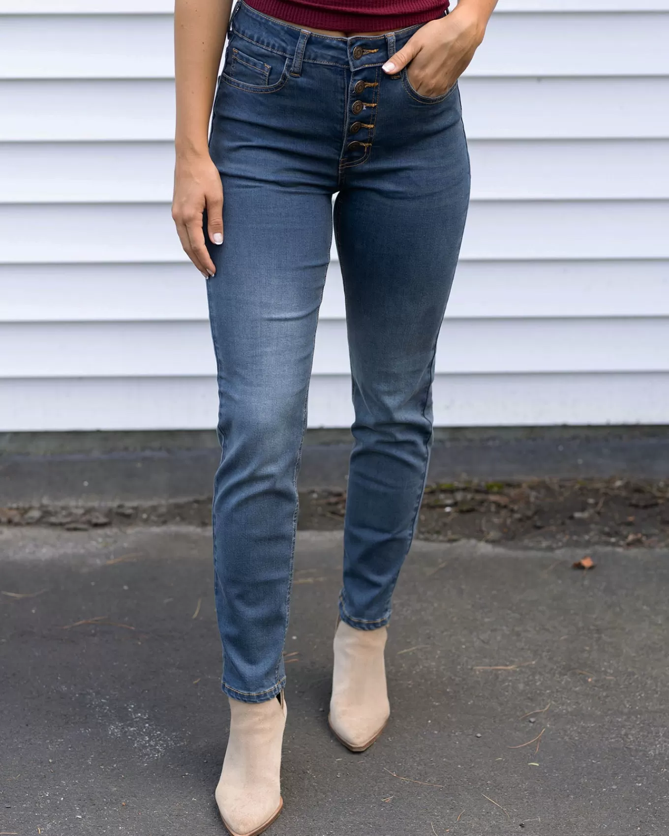 Flash Sale Button Fly Repurposed Slim Straight Leg Denim Jeans + Jeggings