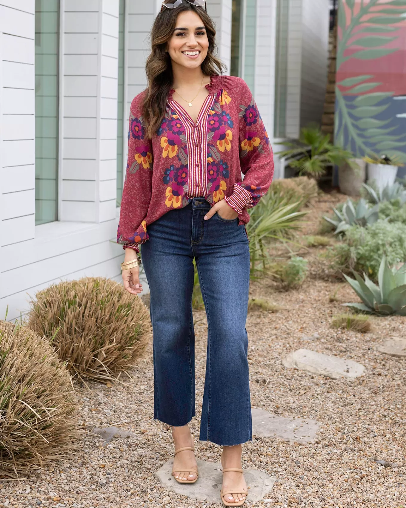 Cheap Cropped Wide Leg Waist Shaper Jeans In Jeans + Jeggings
