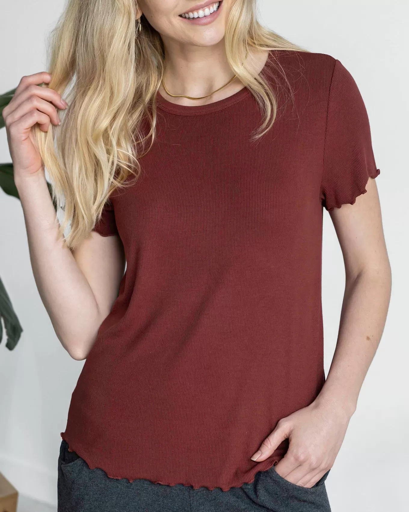 Cheap Essential Ribbed Relaxed Fit Tee Lounge Tops | Lounge Sets