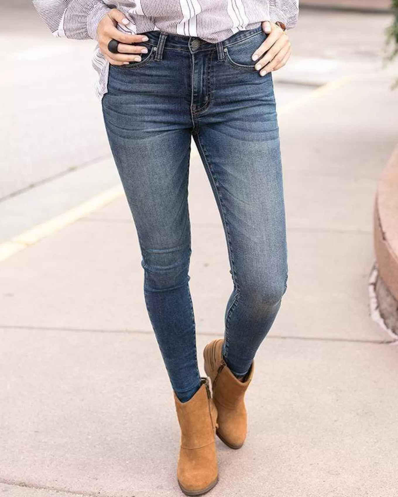 Fashion G&L Dark Mid-Wash Designer Denim - FINAL SALE Jeans + Jeggings