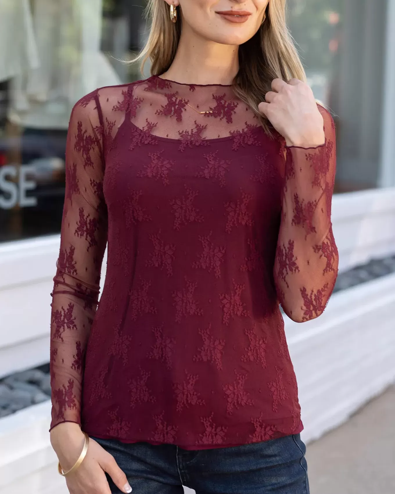 Clearance Lace Mesh Top Fashion Tops