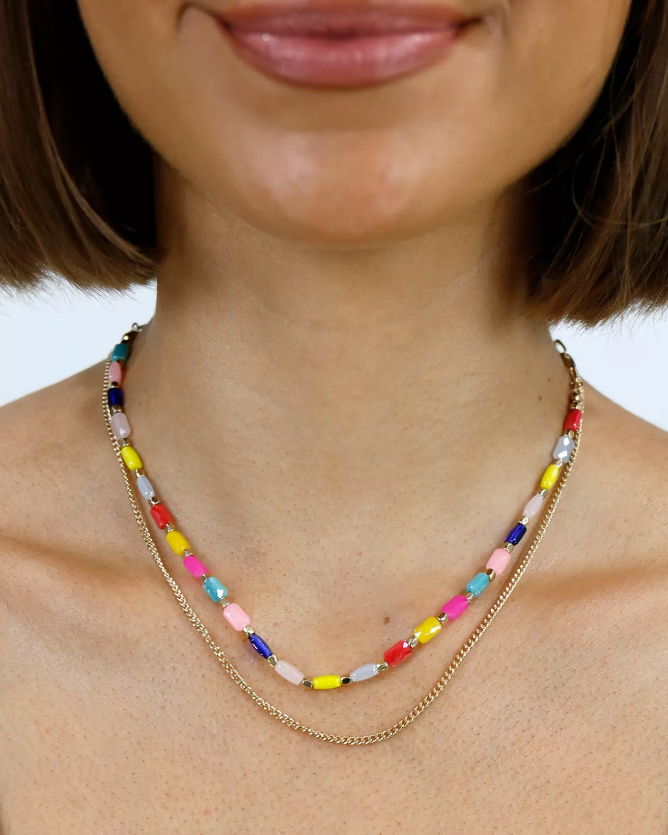 Hot Layered Glass Bead Necklace In Jewelry