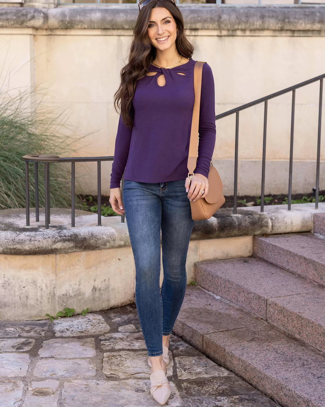 Flash Sale Long Sleeve Twist Front Top Fashion Tops