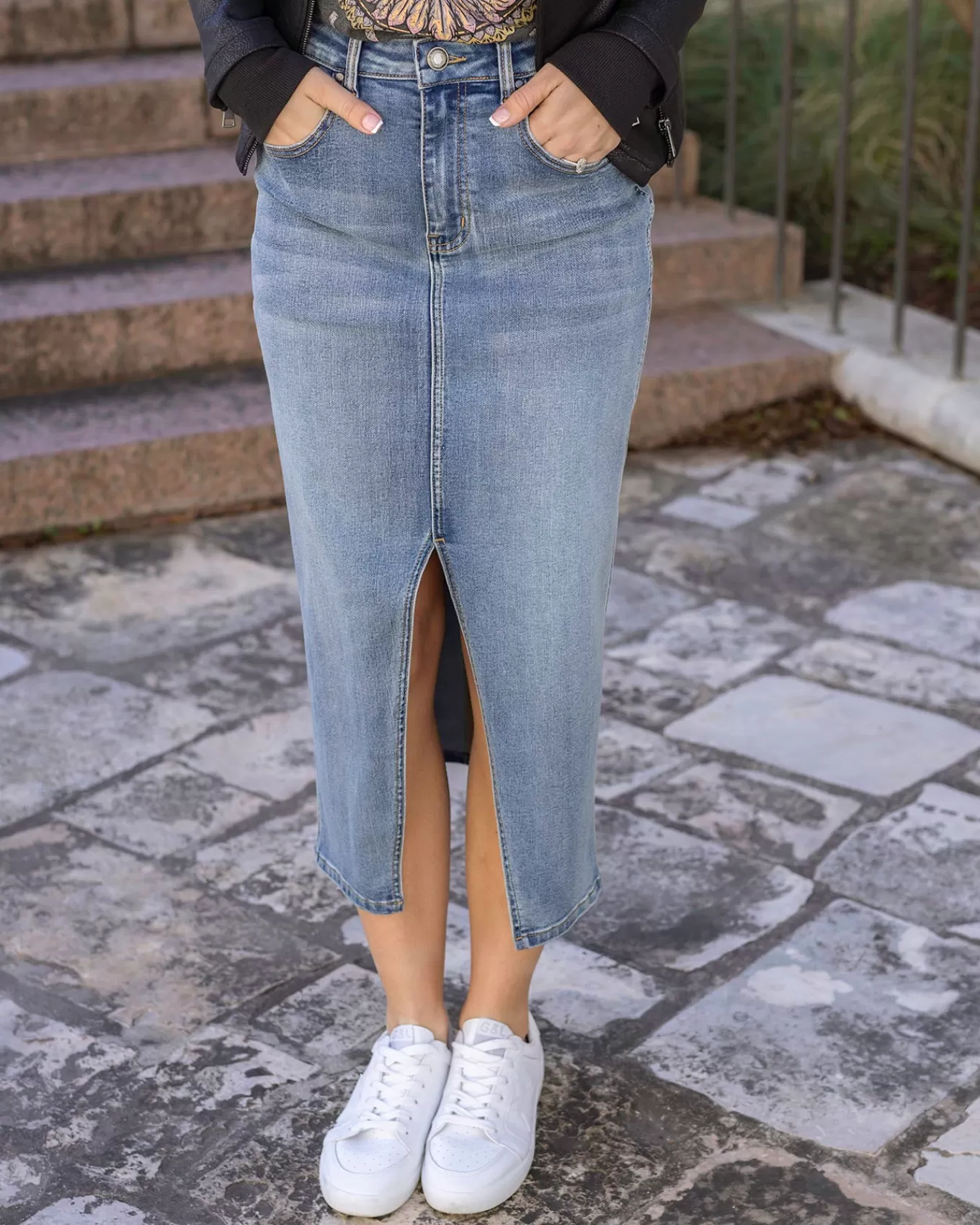 Cheap Denim Midi Skirt - FINAL SALE Dresses + Skirts