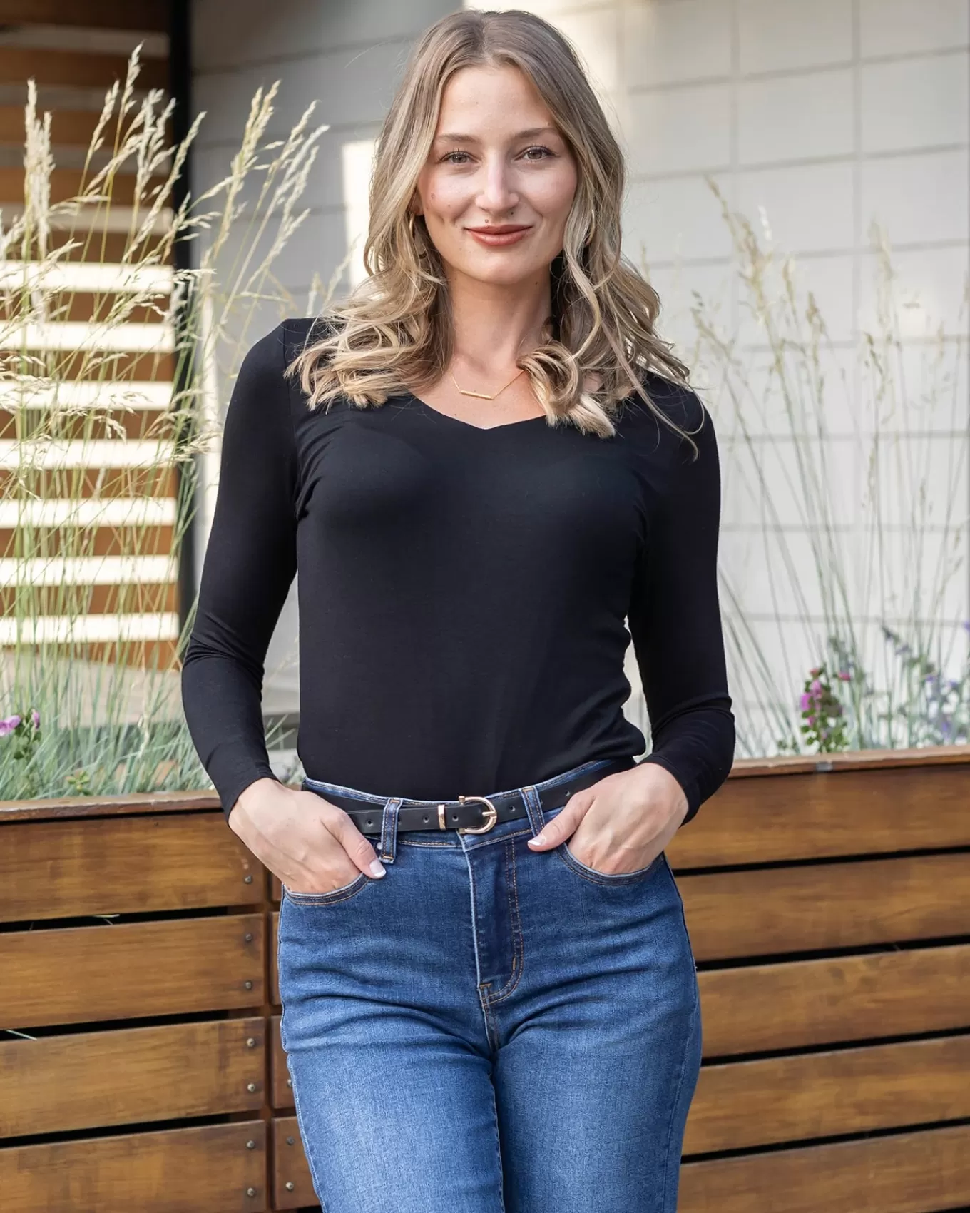 Sale Modal V-Neck Long Sleeve Tee Fashion Tops