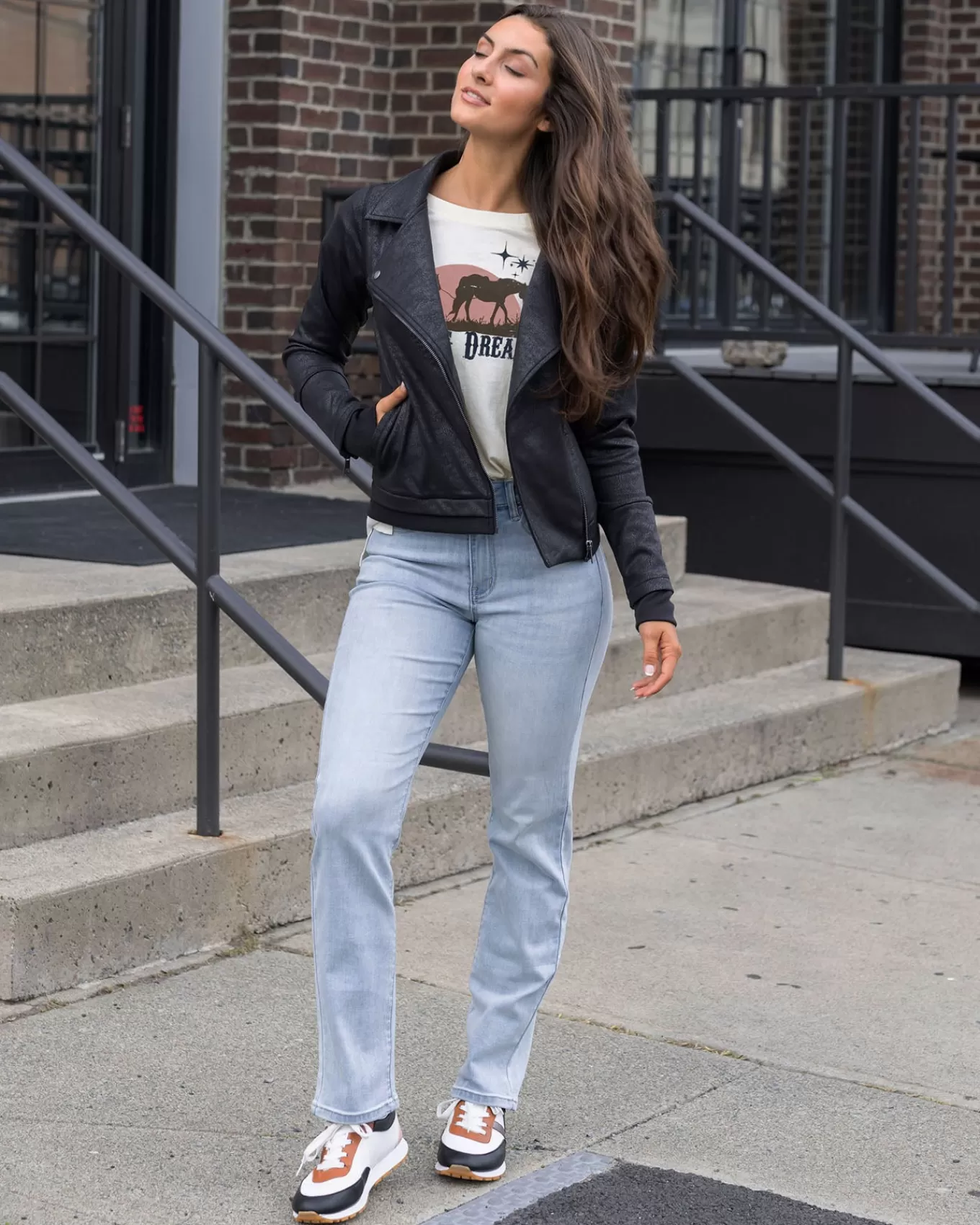 Clearance Move Free Leather Like Moto Jacket Jackets + Vests