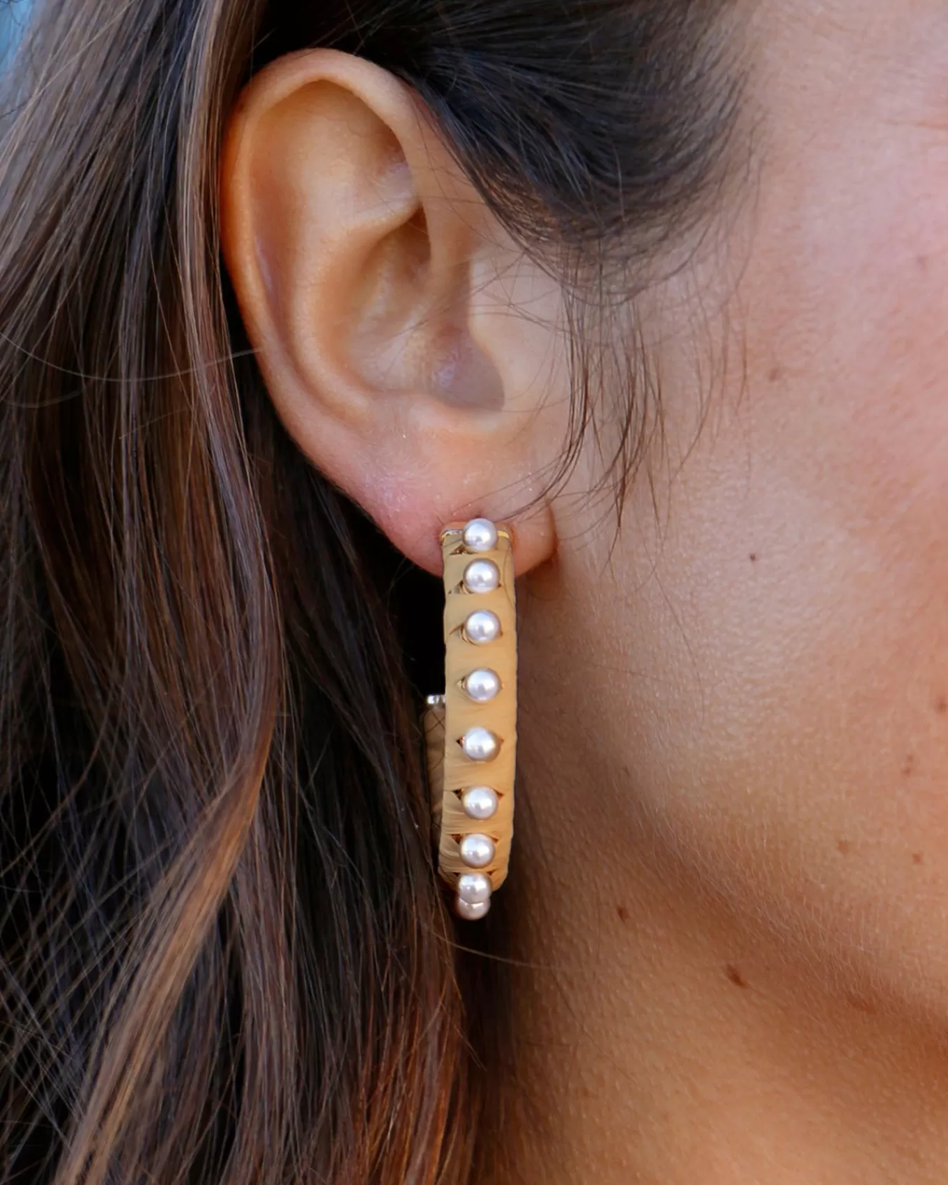 Cheap Raffia Pearl Hoops Jewelry