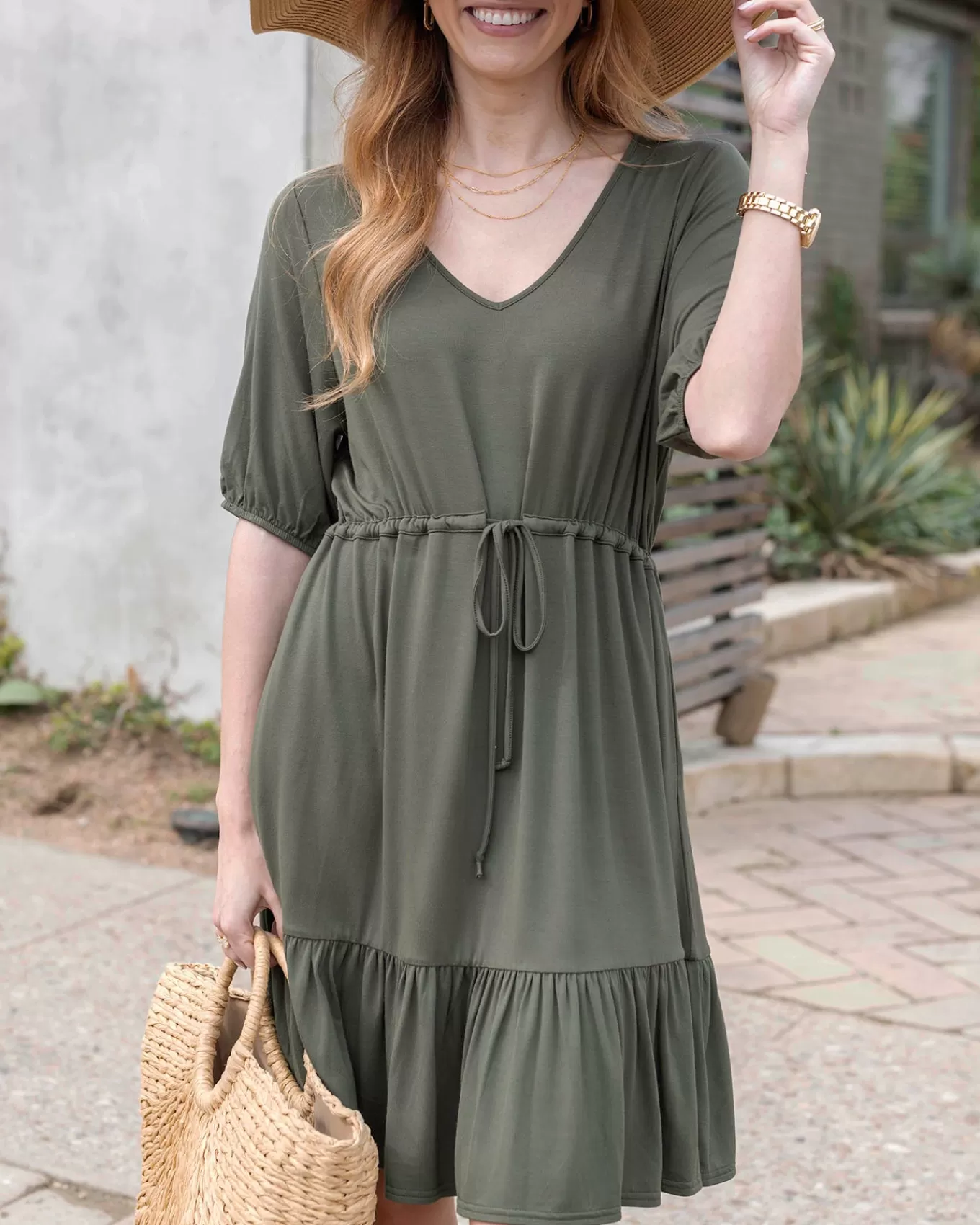 Cheap Modal Waist Tie Dress Dresses + Skirts