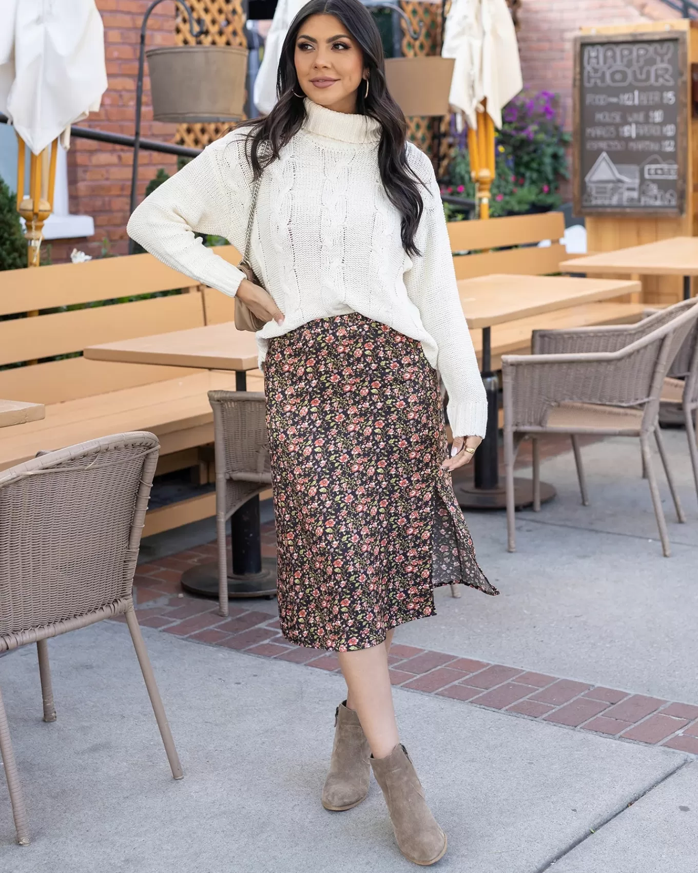 New Satin Midi Floral Skirt Dresses + Skirts