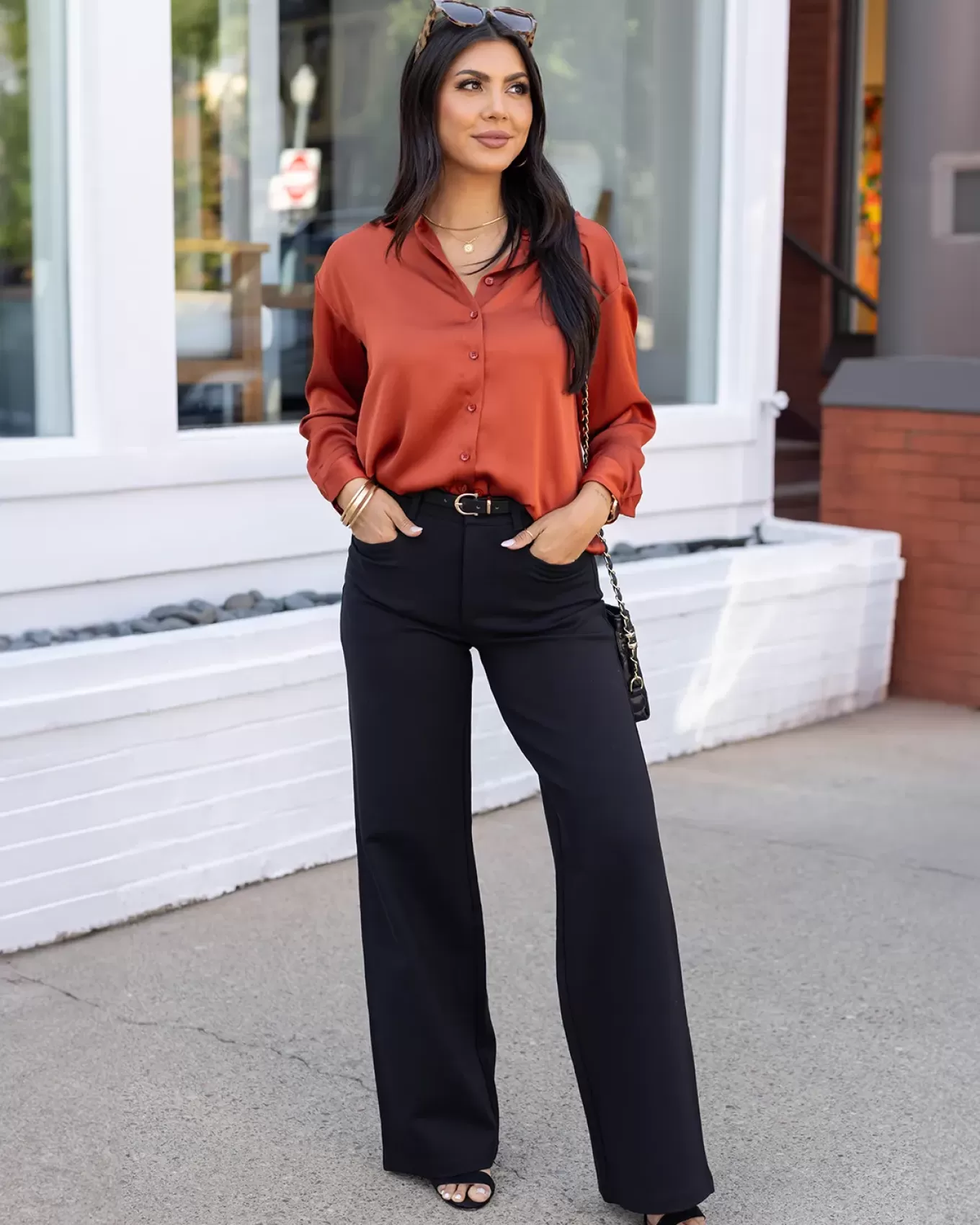 Cheap Satin Button Down Top Fashion Tops