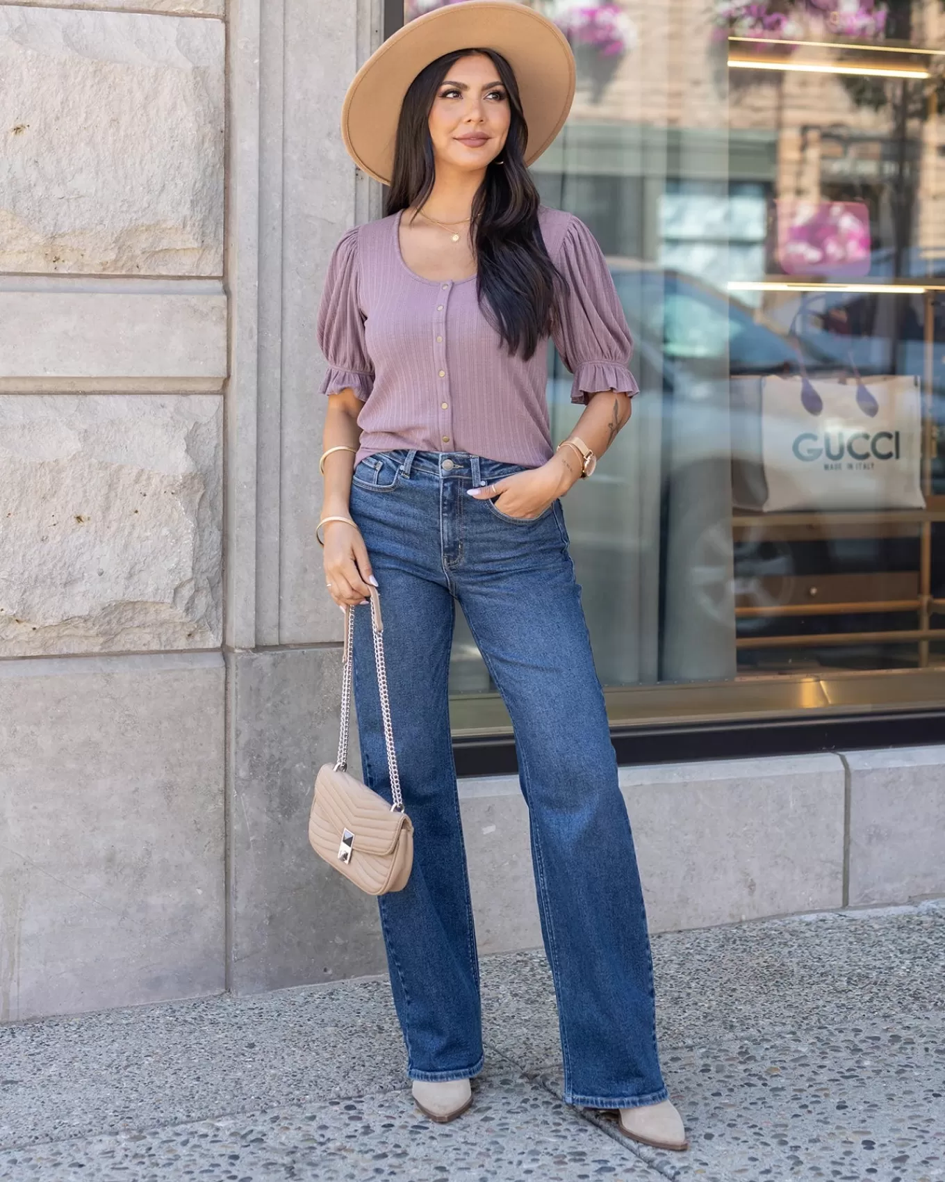 New Scoop Neck Puff Sleeve Top Fashion Tops