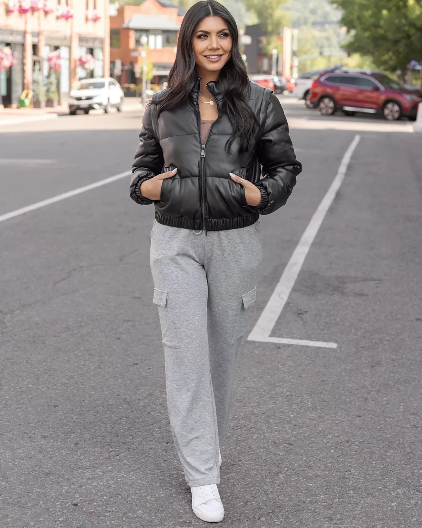 Online Signature Soft Mid-Heathered Grey Straight Leg Cargo Sweatpants Lounge Pants | Joggers