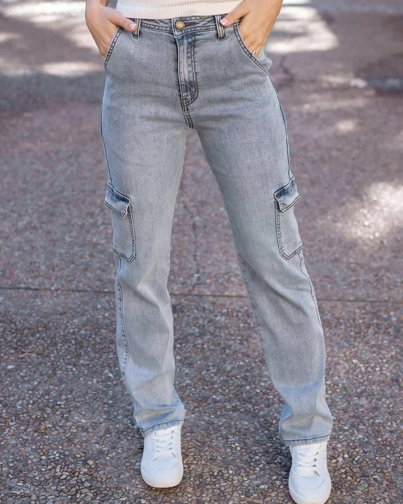 Cheap Soft Wash Cargo Jeans Jeans + Jeggings