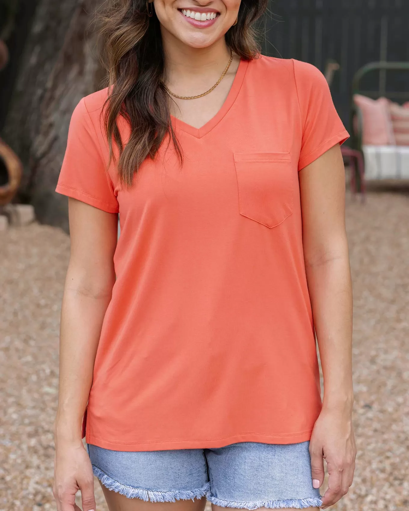 Discount True Fit Perfect Pocket Tee In Basics